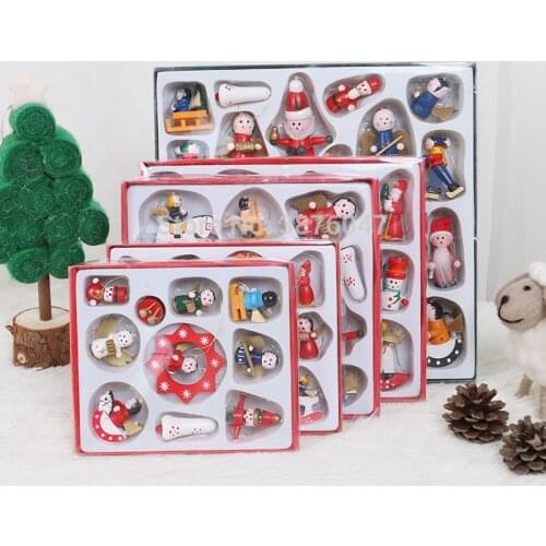 Christmas wooden Ornament Wood Hanging Pendants chrismas party decorations chrismas tree puppets kid toy dolls new year gifts