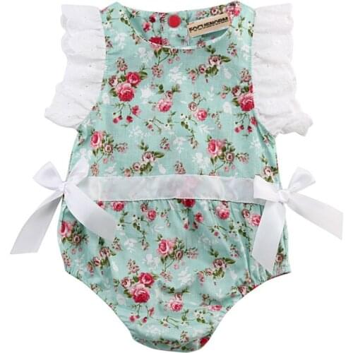 Baby Bodysuits Kids Baby Girl Sumer Clothes Lace Floral Cotton Bodysuit Jumpsuit Outfits AU