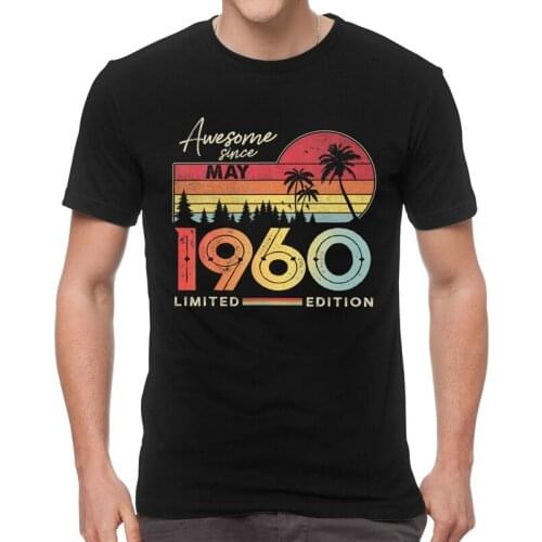 Vintage May 1960 60th Birthday T-shirt Men Fashion T Shirts Short Sleeve 60 Years Old Gift Tshirt Cotton Tee Tops Clothing