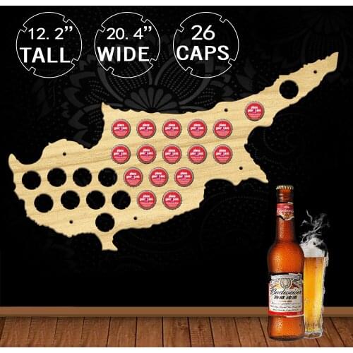 Cyprus Beer Cap Map Wooden Craft Beer Cap Display Wall Art Wood Beer Lover Cap Collectors Gift Drink Up Beer Cap Trap Hanger