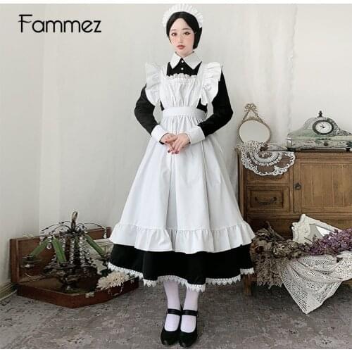 Long Sleeve Lolita Uniform Maid Outfit Dress Servant Costume Girls Cosplay Lingerie