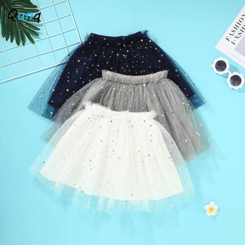 Summer Mesh Girls Skirt Star Sequined Kids Skirts for 2 3 4 5 6 Year Girl 2021 New Fashion Toddler Children Princess Costume