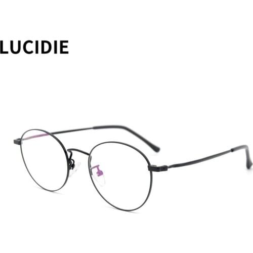 LUCIDIE Metal Men Round Retro Eye Glasses Frames for Women Vintage Spectacles Clear Lens Eyeglasses Fashion High Quality Eyewear