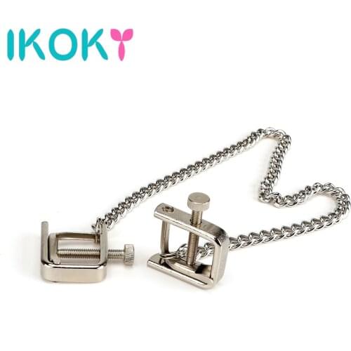 IKOKY Nipple Clamps Stainless Steel Breast Clips Sex Toys for Couple Nipple Stimulator Erotic Toys Metal Chain Adult Games