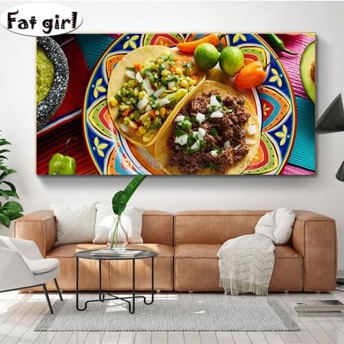 5D Large Diy Diamond Painting Full Square round Mexican Food Lemon mosaic Embroidery Cross Stitch Kit Picture of Rhinestone