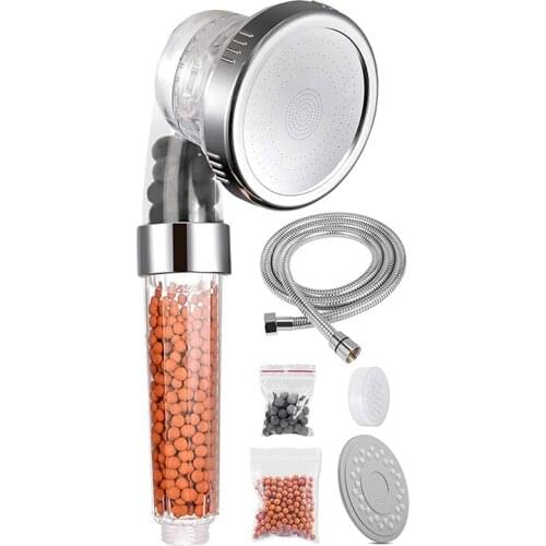 LBER Shower Head,Ionic Shower Head with Hose High Pressure,3 Modes Adjustable Filter Shower Head for Low Water Pressure