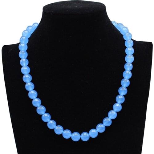 Natural Stone Sky blue Wathet Round Beads8 10MM Pick Size For Jewelry Making necklace elegant gift Female jewelry 18inch