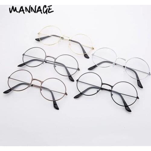 Plain Glasses Women Men Vintage Round Metal Frame Optical Glasses Fashion Decorative Eyeglasses