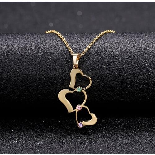 Custom Name Necklace Nameplate Stainless Steel Customized Birthstone Personalised Necklace For Christmas Gift Birthday Gift