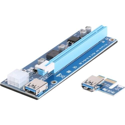 PCI Express 1X to 16X Extender Graphic Riser Card 6Pin Power Adapter Cord Cable for Bitcoin Miner