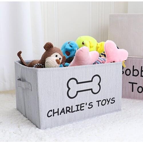 Personalized Dog Toy Storage Basket Collapsible Bin Customized Pet Toy Collar Leash Box Toys Storage Baskets Box Pet Accessories