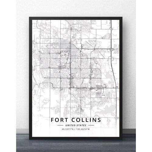 Fort Collins US USA Map Poster