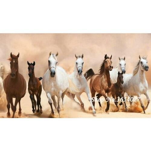 Full square & round 5d diy diamond painting horse picture full square 3D cross stitch mosaic home decoration kit SA12