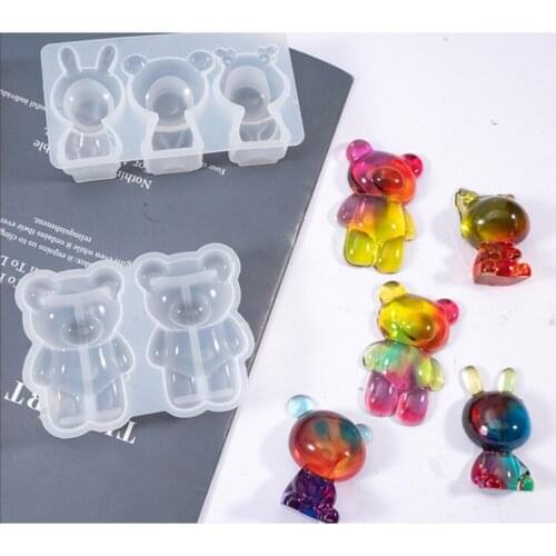 Transparent Silicone Mould Dried Flower Resin Decorative Craft DIY rabbit sitting position bear Mold epoxy resin molds for jewel