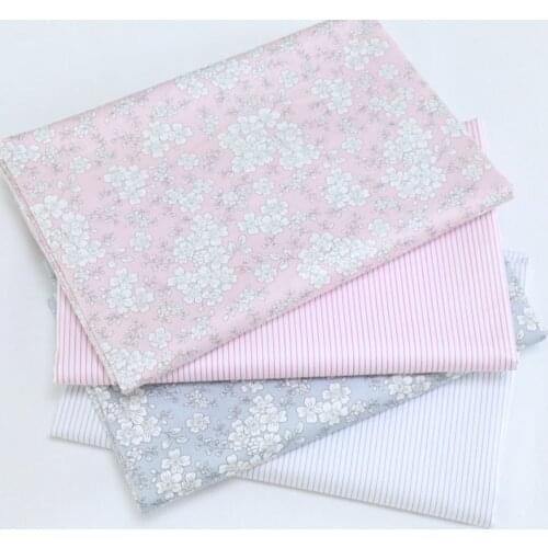Gray Pink Floral Cotton Fabric Telas Patchwork Tissus an Meter For Diy Needlework Baby Bedding Textile Sewing Doll Clothes Decor