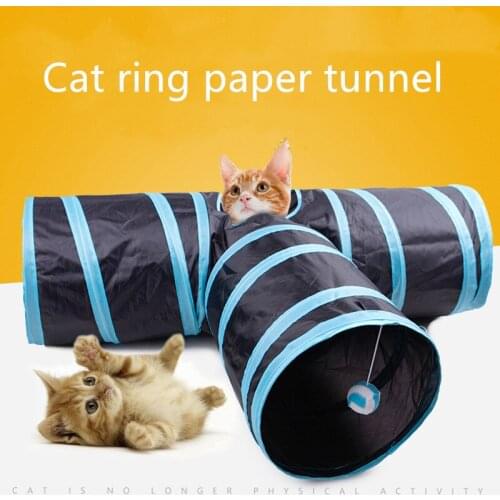 3 Holes Pet Cat Tunnel Toys Foldable Pet Cat Training Interactive Fun Toy For Cats Rabbit Animal Play Tunnel Tube