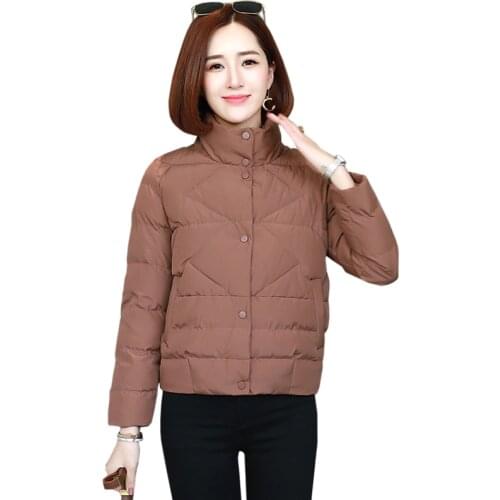 2019 Autumn And Winter Short Jacket Women Casual Thicken Cotton Coats Female Solid color Parka Coats Womens