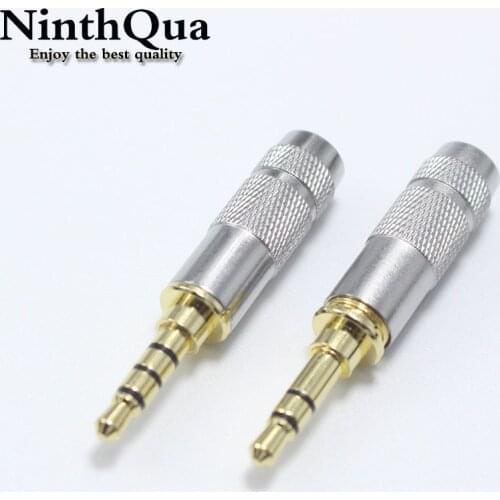 1/2/5pcs Gold plated Stereo 3.5mm 3/4 Pole Repair Headphone Jack Plug Cable Audio Headphones Audio Jack Plug Connector Soldering