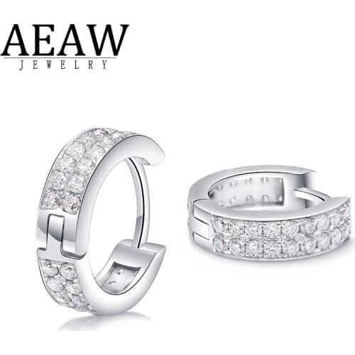 1.2ctw DEF Color VVS1 Excellent Round Cut Moissanite Hoop Earring 18K White Gold Plated Silver Fine Earring Gift for Women