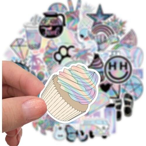 10/50pcs Holographic Laser Girl Stickers Gift Toys for Graffiti Decal Sticker To DIY Stationery Guitar Phone Notebooks Laptop