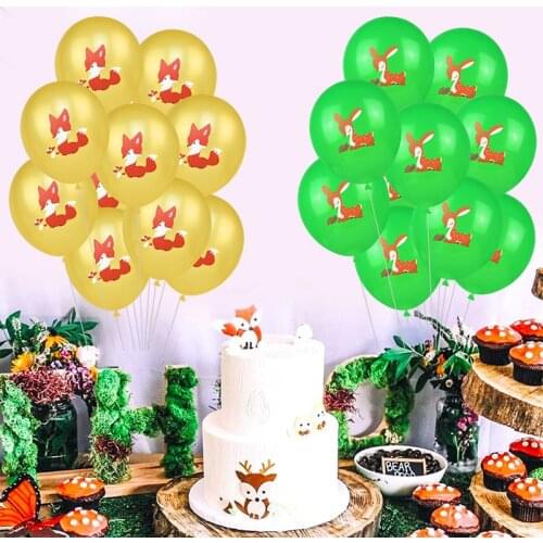 10Pcs Woodland Cute Animal Balloon Jungle Safari Happy Birthday Party Decor Kids Ballon Forest Fox Squirrel Creature Balon