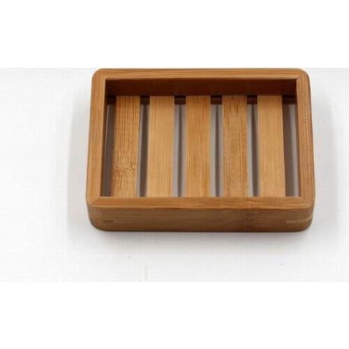 100pcs arrival Portable Soap Dishes Creative simple bamboo manual drain soap box Bathroom bathroom Japanese style soap