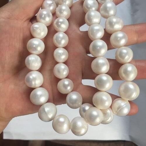 16 inch 11-14mm 100% Nature freshwater loose pearl near round shape in strand, BIG pearl