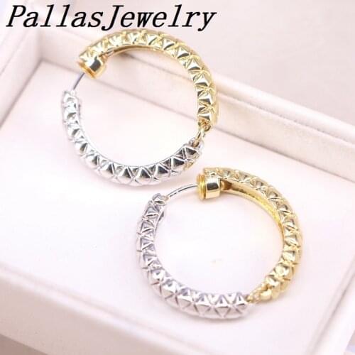 4 Pairs, 31mm New Design Copper Trendy Hoop Earrings Geometric Women Gift Party Jewelry