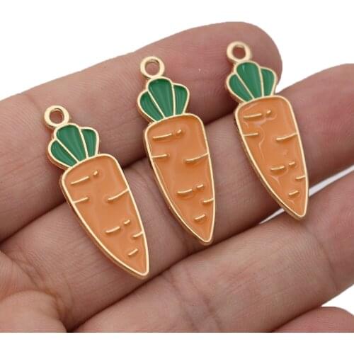 5PCS Gold Color Enamel Carrot Charms Pendants for Jewelry Making Bracelet Necklace DIY Earrings Handmade Craft