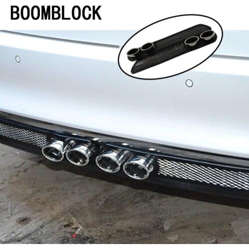 BOOMBLOCK 2X/set Car 3D Cool Carbon Exhaust Pipe Sticker For Audi A4 A3 A6 C6 B7 B8 B5 Q5 Seat Leon Ibiza Skoda Fabia Yeti
