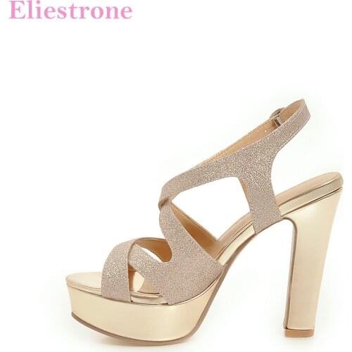 Brand New Comfortable White Silver Platform Women Office Sandals Square Heels Lady Slingback Shoes AC753 Plus Big Size 10 43