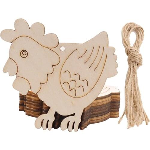 Home Decorations DIY Easter Ornaments Wood Crafts Cute Bunny Easter Rabbit 10PCS Festival Decoration