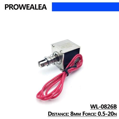 Solenoid Electromagnet Push Pull Type WL-0826B 5V 6V 12V 24V Thrust Force 0.5-20N 8mm Open Frame Linear Solenoid Electric Magnet