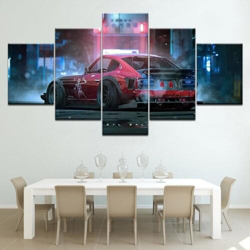 Canvas Oil Painting Modern Picture HD Printed Wall Art 5 Pieces Home Decor Flashy Cool Red Sports Car Poster Photo Frame Artwork