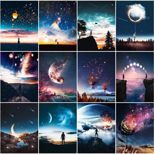 MomoArt 5D DIY Diamond Embroidery Moon Full Drill Square Diamond Mosaic Scenery Cross Stitch Art Painting New Arrival Handicraft