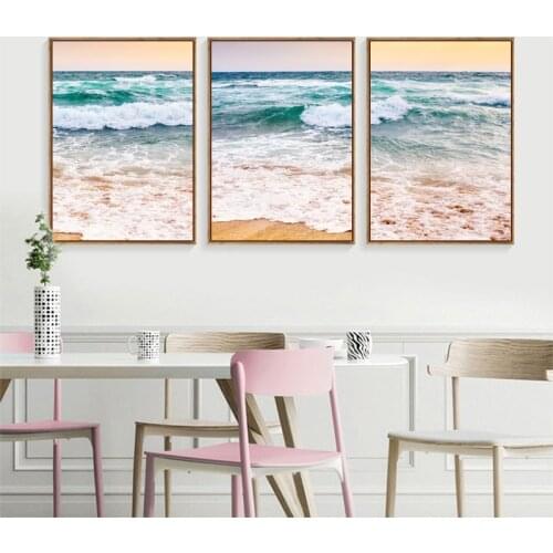 Seascape Decorative Painting Oil Painting Triple Sea Landscape AliExpress Cuadros Decoracion Salon Home Decor Posters and Prints