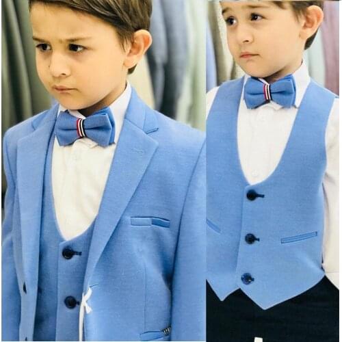 Handsome High Quality 3 Pieces Boys Formal Wear Suit Kids Wedding Kids Slim Fit Tuxedos For Sale Jacket+vest+black pants