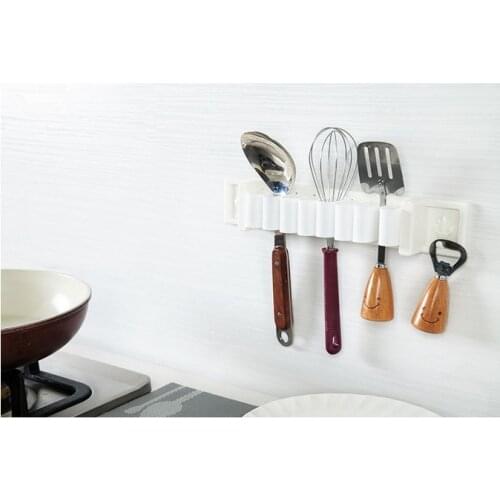 1PC Wall Storage Mounted Organizer Toothbrush Hanger Rack Tool Multi-function Spoon stand Storage Holders with 2 Hooks OK 0529