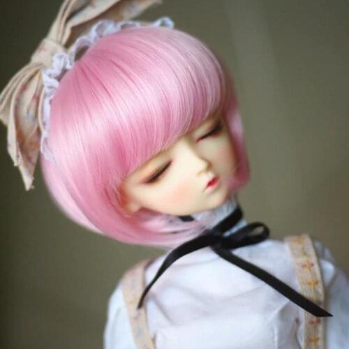 1/3 1/4 1/6 Bjd SD Doll Wig Wire Short LOVELY Pink Colors High Temperature BJD Super Doll Hair
