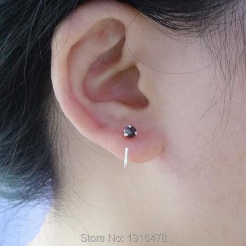 The new silver ring earrings Quintana s925 silver black ring anti lost curved nail unique minimalist neutral