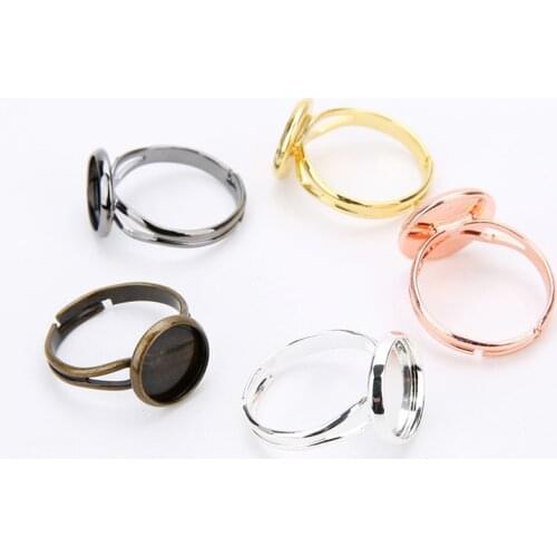 10pcs/lot Adjustable Blank Ring Base Dia 10 12 14 16 18 20 25 mm Glass Cabochons Settings Tray Diy Jewelry Making Ring Findings