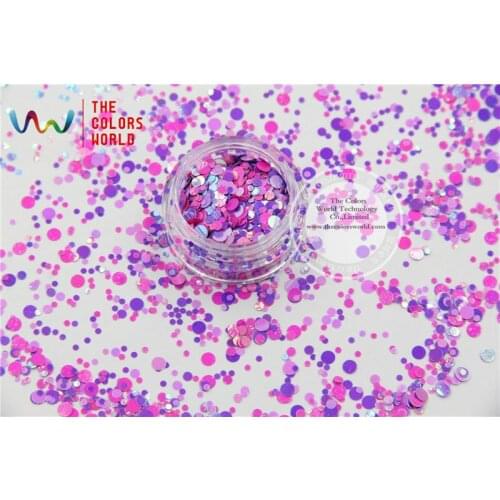 RI321-188 Mix Colors Dot shapes round Glitter for nail art ,nail gel,makeup and DIY decoration