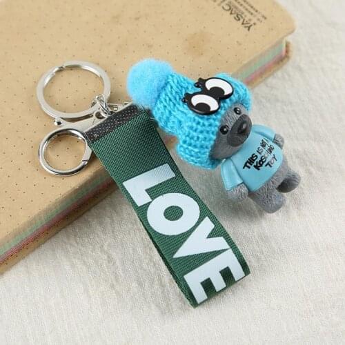 Trend 2020 Teddy Bear Cute Keychains Bag Ribbon Love Pendant Stainless Steel Keychain Gifts for the New Year