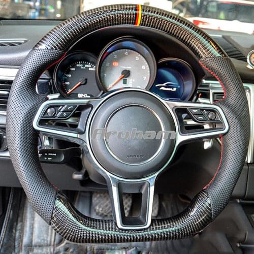 Carbon Fiber Racing Sport Steering Wheel For Porsche 991 911 718 Panamera Macan Cayenne Steering Wheel Accessories