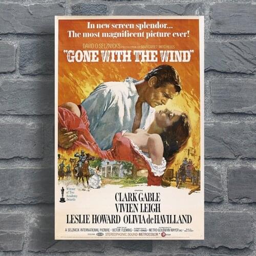 Vintage Wall Decor Movie Poster Gone With The Wind Silk Art Prints Retro Vivien Leigh Love Cloth Pictures