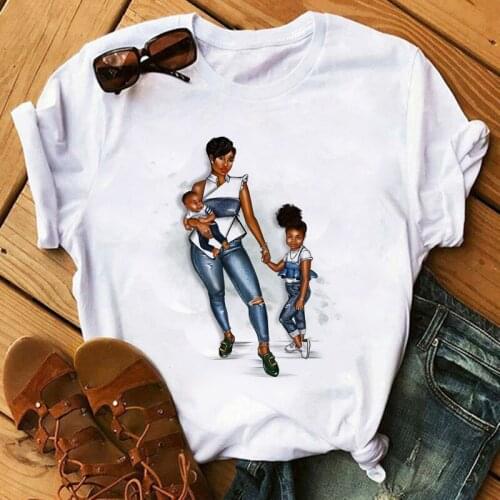 2021 Womens T-shirt Cool Melanin Black Girl Print Short Sleeve T Shirt Female 90s Harajuku Ulzzang Oversized T-Shirt Tops Tee