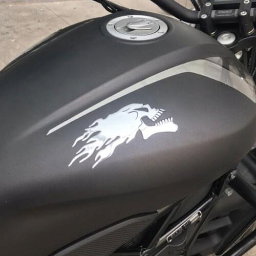1Pair 3D Flame Motorcycle Ghost Skull Head Helmet Tank Motorbike Car Fuel Truck Fairing Decals Soft Patterns Decoration Sticker