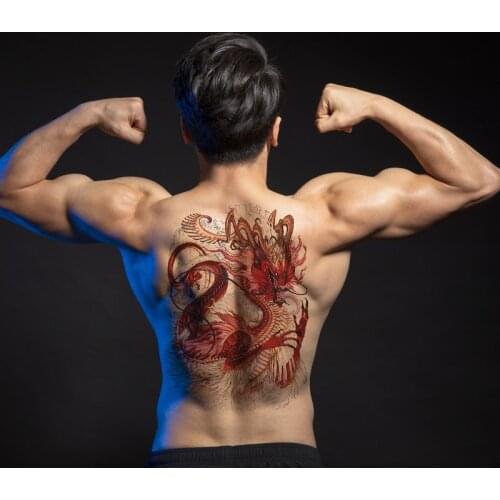 1Pc Big Tiger Dragon Tattoos Fake Tattoos Myth Story Design Waterproof Large Tattoos Full Back Temporary Tattoos