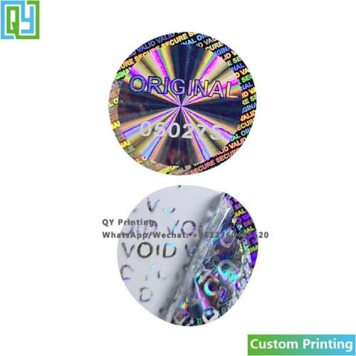 10000pcs 20x20mm Free Shipping Custom Printing Original 3D Security Labels Silver Foil Holographic Logo Serial Number Sticker