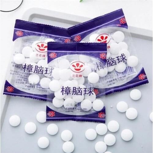 20 Pcs/bag Natural Mothballs Anti-mold Moth Repellent Camphor Ball Pest Control Wardrobe Drawer Deodorizer